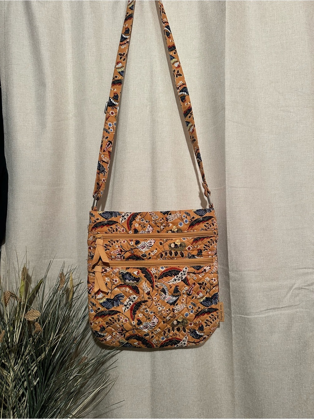 Vera Bradley Mustard Quilted Floral Crossbody